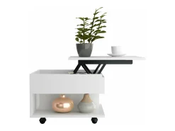 Mesa de Centro Elevable Luanda, con ruedas , 38.86 cm X 54.86 cm X 49.78 cm , Blanco