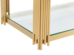 Mesa de centro en cristal templado y acero inoxidable - Oro - NOMELANO
