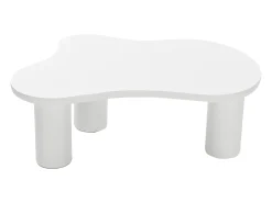 Mesa de centro en MDF y PVC - tapa en forma de nube irregular - Blanco