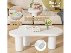 Mesa de centro en MDF y PVC - tapa en forma de nube irregular - Blanco
