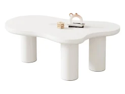 Mesa de centro en MDF y PVC - tapa en forma de nube irregular - Blanco