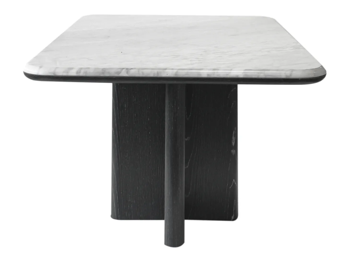 Mesa de centro en mármol y chapa de fresno - Blanco y negro - ZANESKA