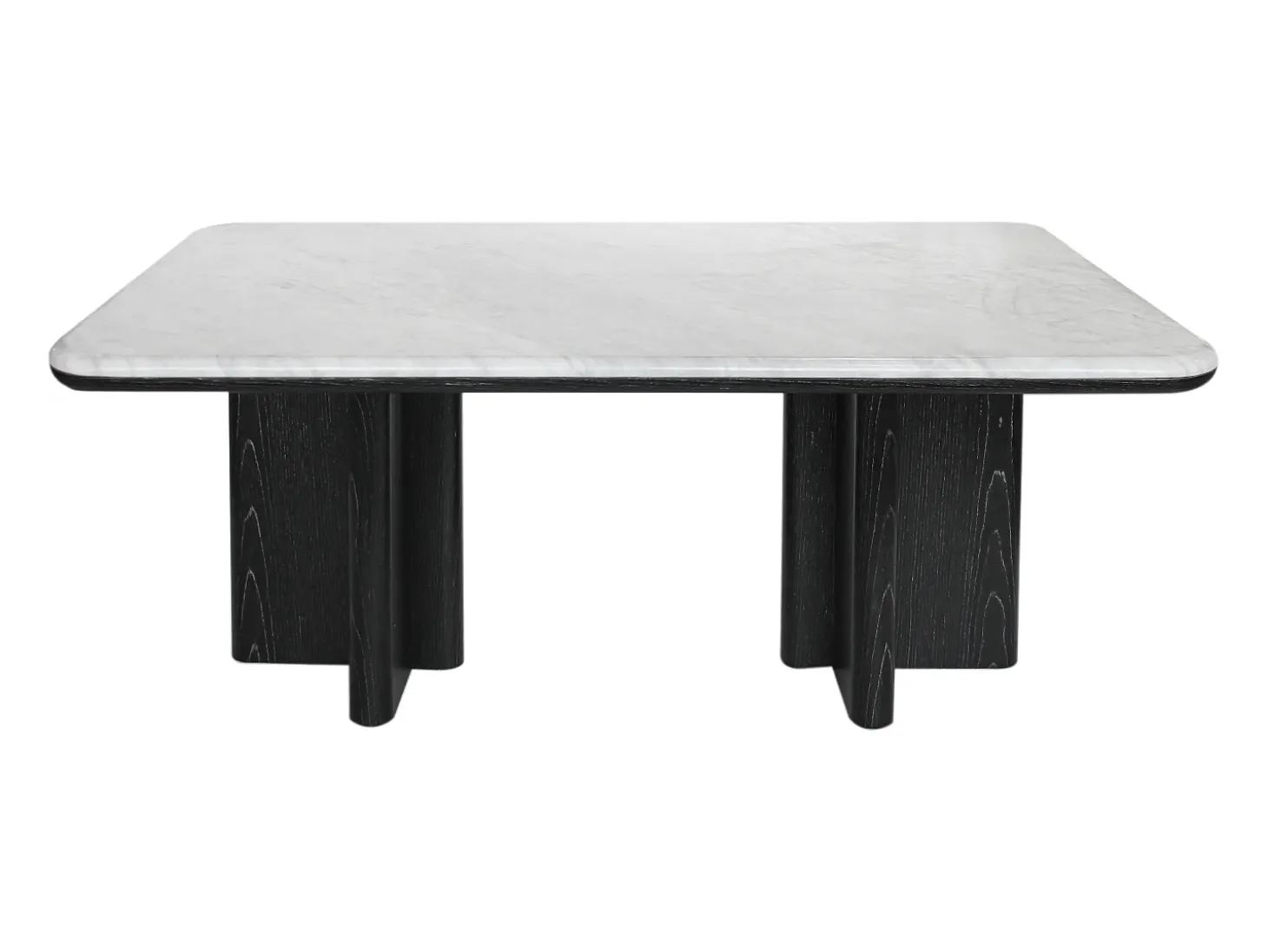 Mesa de centro en mármol y chapa de fresno - Blanco y negro - ZANESKA