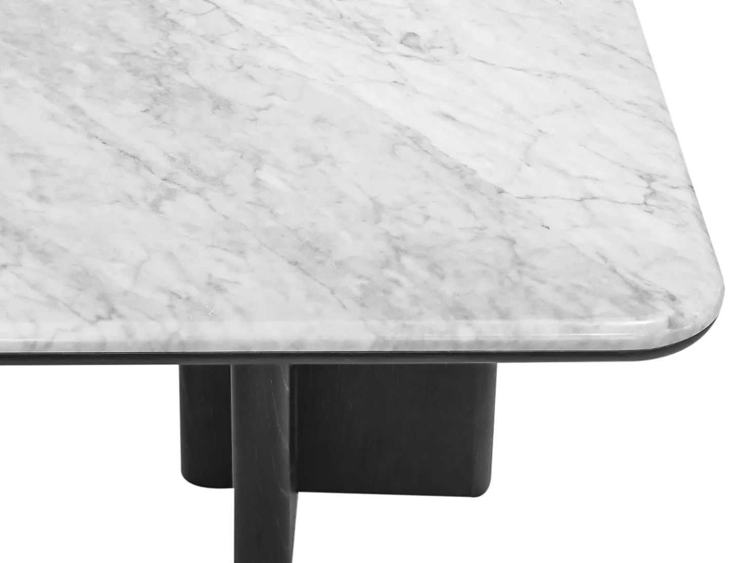 Mesa de centro en mármol y chapa de fresno - Blanco y negro - ZANESKA