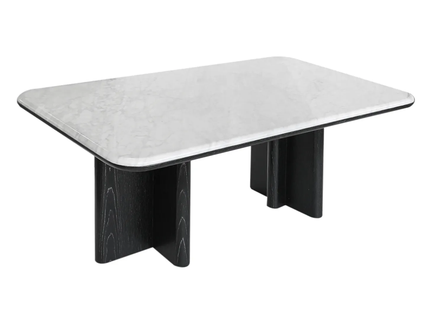 Mesa de centro en mármol y chapa de fresno - Blanco y negro - ZANESKA