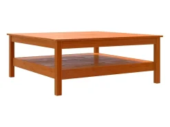 Mesa de centro encerada marrón 100x100x40 cm madera maciza de pino