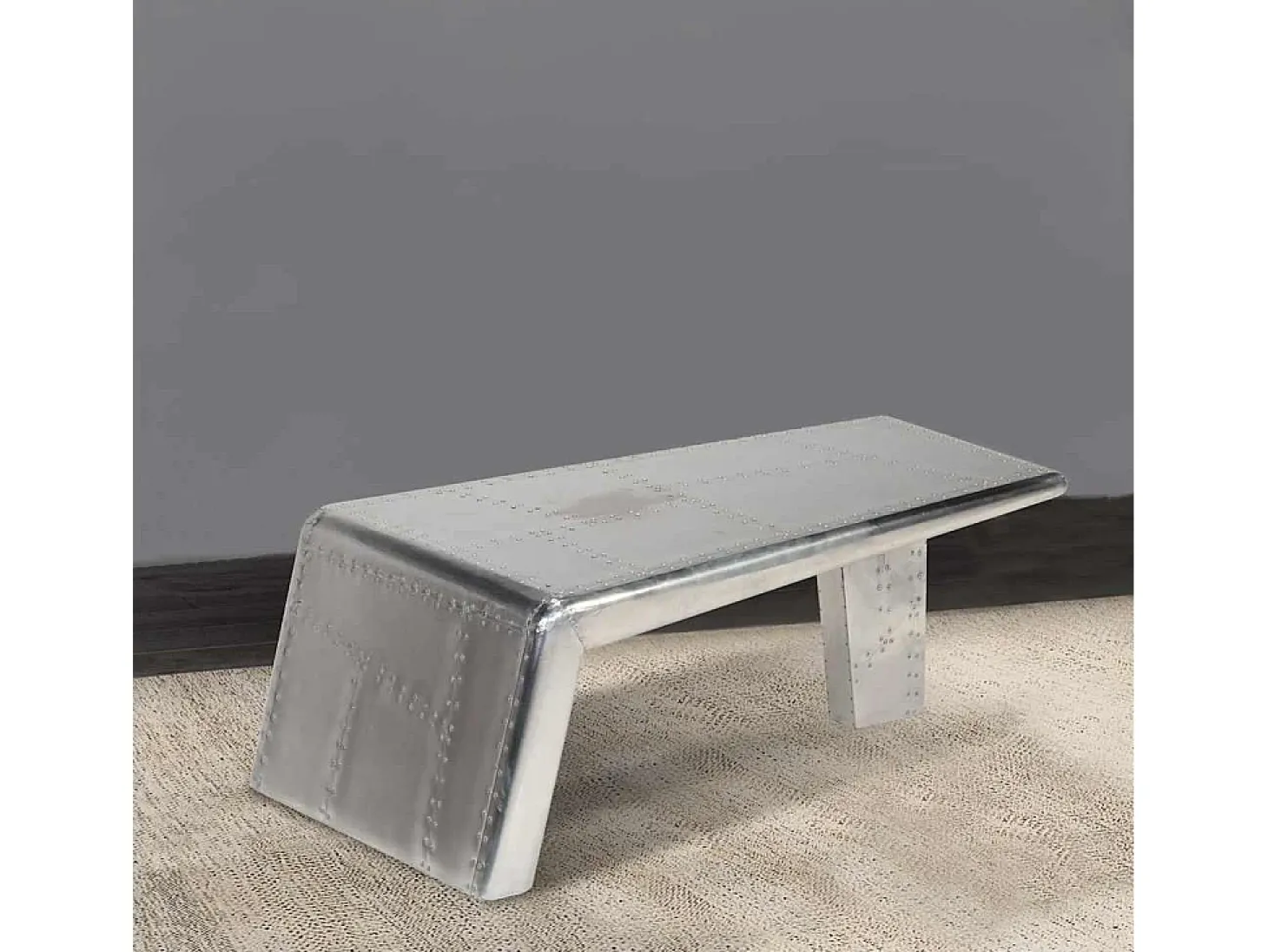 Mesa de centro estilo aviador vintage de aluminio
