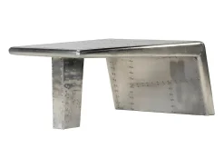 Mesa de centro estilo aviador vintage de aluminio