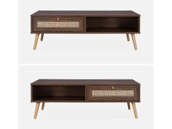 Mesa de centro estilo escandinavo de caña madera oscura