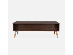 Mesa de centro estilo escandinavo de caña madera oscura