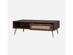 Mesa de centro estilo escandinavo de caña madera oscura