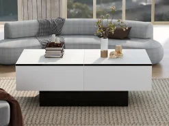 Mesa de centro extensible - Madera MDF - Estilo moderno - Para salón, oficina - Blanco