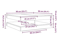 Mesa de centro giratoria 360 grados blanco 90x90x34,5 cm