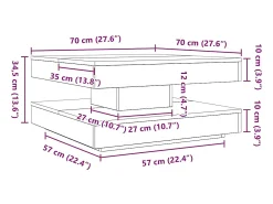 Mesa de centro giratoria 360 grados gris Sonoma 70x70x34,5 cm
