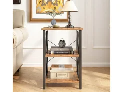 MESA DE CENTRO INDUSTRIAL CUADRADA DE MADERA ESTANTE RETRO ARMARIOS LOFT