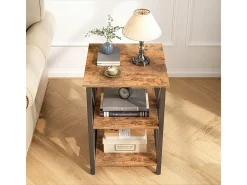 MESA DE CENTRO INDUSTRIAL CUADRADA DE MADERA ESTANTE RETRO ARMARIOS LOFT