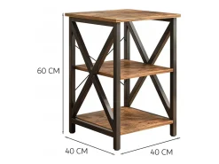 MESA DE CENTRO INDUSTRIAL CUADRADA DE MADERA ESTANTE RETRO ARMARIOS LOFT