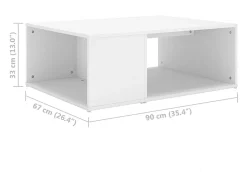 Mesa de centro madera contrachapada blanco 90x67x33 cm