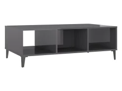 Mesa de centro madera contrachapada gris brillo 103,5x60x35 cm