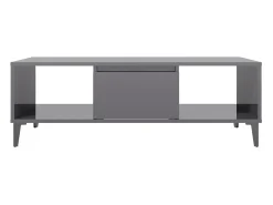 Mesa de centro madera contrachapada gris brillo 103,5x60x35 cm