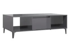 Mesa de centro madera contrachapada gris brillo 103,5x60x35 cm