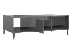 Mesa de centro madera contrachapada gris brillo 103,5x60x35 cm