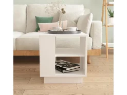 Mesa de centro madera contrachapada blanco 40x40x43 cm