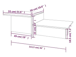 Mesa de centro madera contrachapada gris Sonoma 111,5x50x33 cm