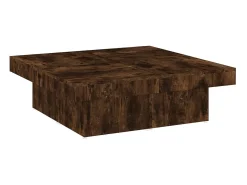 Mesa de centro madera contrachapada roble ahumado 90x90x28 cm