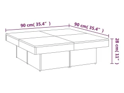 Mesa de centro madera contrachapada roble ahumado 90x90x28 cm