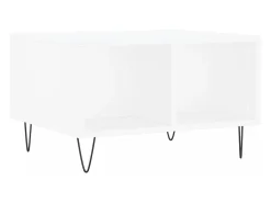 Mesa de centro madera contrachapada blanco 60x50x36,5 cm