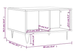 Mesa de centro madera contrachapada blanco 60x50x36,5 cm