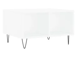 Mesa de centro madera contrachapada blanco 60x50x36,5 cm