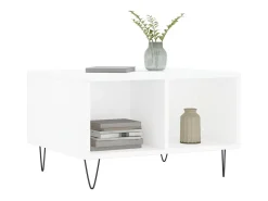 Mesa de centro madera contrachapada blanco 60x50x36,5 cm