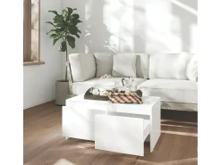 Mesa de centro madera contrachapada blanco brillo 90x50x41,5 cm