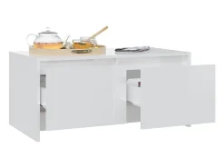 Mesa de centro madera contrachapada blanco brillo 90x50x41,5 cm