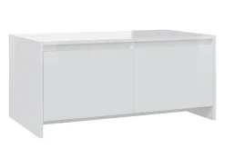 Mesa de centro madera contrachapada blanco brillo 90x50x41,5 cm