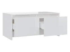 Mesa de centro madera contrachapada blanco brillo 90x50x41,5 cm
