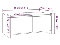 Mesa de centro madera contrachapada blanco brillo 90x50x41,5 cm