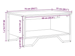 Mesa de centro madera contrachapada gris Sonoma 75x51x40 cm