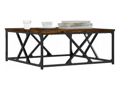 Mesa de centro madera contrachapada roble ahumado 70x70x30 cm