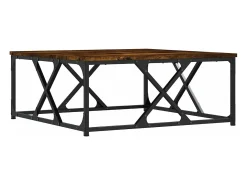 Mesa de centro madera contrachapada roble ahumado 70x70x30 cm