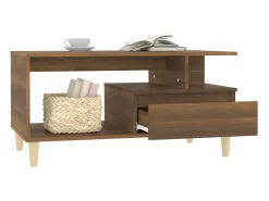 Mesa de centro madera contrachapada roble marrón 90x49x45 cm