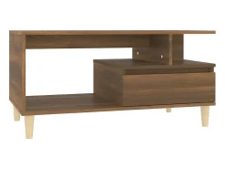 Mesa de centro madera contrachapada roble marrón 90x49x45 cm