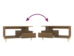 Mesa de centro madera contrachapada roble marrón 90x49x45 cm