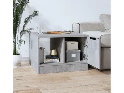 Mesa de centro madera contrachapada gris hormigón 50x50x36 cm