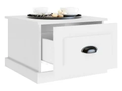 Mesa de centro madera contrachapada blanco 50x50x35 cm