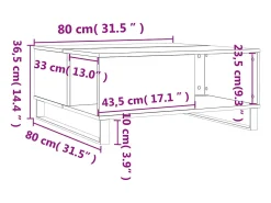 Mesa de centro madera contrachapada roble Sonoma 80x80x36,5 cm