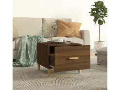 Mesa de centro madera contrachapada roble marrón 50x50x40 cm