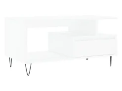 Mesa de centro madera contrachapada blanca 90x49x45 cm